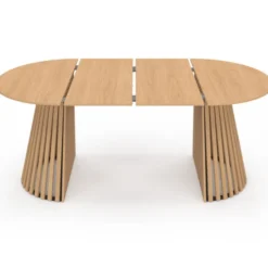 Table à manger ronde pour 10 personnes avec pied en bois en 110-200 cm