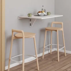Table murale rabattable bois blanc 2 personnes L.70cm
