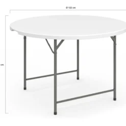 Table pliante d'appoint portable ronde 122 cm camping ou réception avec housse blanche