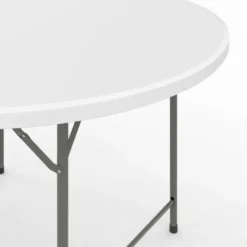 Table pliante d'appoint portable ronde 122 cm camping ou réception avec housse blanche