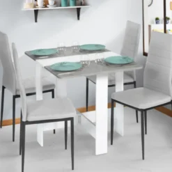 Table pliante design blanche et grise