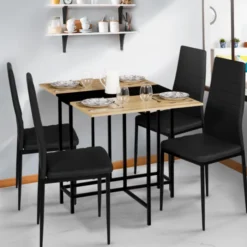 Table pliante industrielle bois et métal noir 2-4 personnes