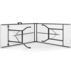 Table pliante portable blanche 1m80 et 2 bancs pliables