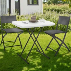 Table pliante portable 77 cm hauteur réglable pour camping ou réception