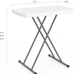 Table pliante portable 77 cm hauteur réglable pour camping ou réception