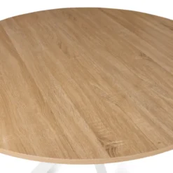 Table ronde bois et blanche 6 personnes industrielle