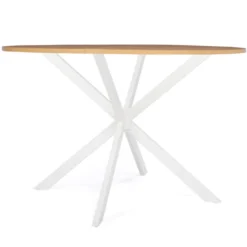 Table ronde bois et blanche 6 personnes industrielle