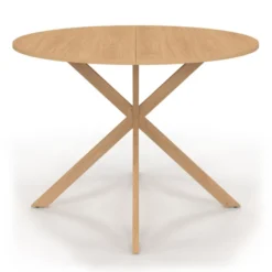 Table ronde 110 cm pour 6 personnes bois effet hêtre avec pied araignée