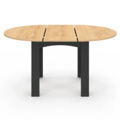 Table ronde extensible 4-8 personnes noir et bois