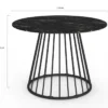 Table ronde à manger 110cm 6 personnes plateau effet marbre noir et pied filaire métal noir