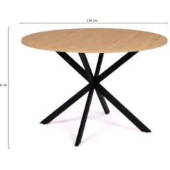 Table ronde noir et bois 4-6 personnes 110cm pied araignée