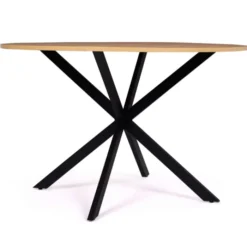 Table ronde noir et bois 4-6 personnes 110cm pied araignée