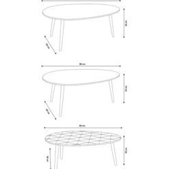 Tables basses de salon gigognes scandinaves ovales