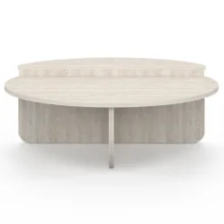 Tables basses rondes asymétriques effet travertin