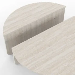 Tables basses rondes asymétriques effet travertin