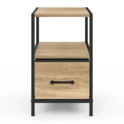 Tables de chevet avec 1 tiroir en tissu et 1 niche : lot de 2