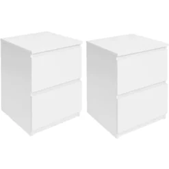 Tables de chevet bois blanc avec tiroirs
