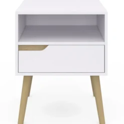 Tables de chevet scandinaves avec 1 tiroir blanches et bois