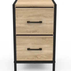 Tables de chevet 2 tiroirs en tissu style industriel - lot de 2