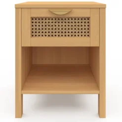 Tables de nuit en bois clair avec un tiroir et une niche