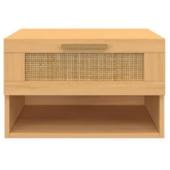 Tables de nuit murales cannage et bois
