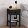 Tables de nuit noire et bois avec tiroir et tablette