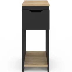 Tables de nuit noir et bois avec 1 tiroir