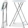 Tables hautes pliantes d’extérieur + housses blanches