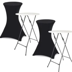 Tables hautes pliantes d’extérieur + housses noires