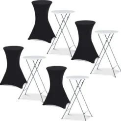 Tables mange-debout pliantes avec housse noire