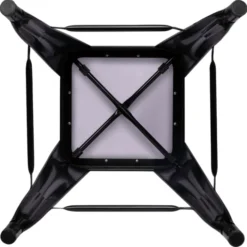 Tabourets de bar bois et métal noir empilables x4