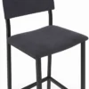 Tabourets de bar en velours et métal gris anthracite : lot de 4