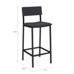 Tabourets de bar en velours et métal gris anthracite : lot de 4