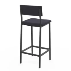 Tabourets de bar en velours et métal gris anthracite : lot de 4