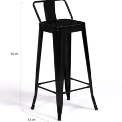 Tabourets de bar métal noir avec dossier