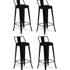Tabourets de bar métal noir avec dossier