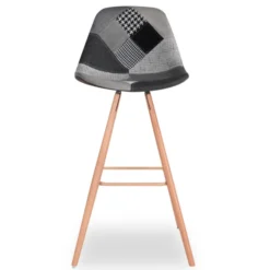 Tabourets de bar scandinaves patchworks noir, gris et blancs