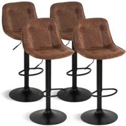 Tabourets réglables en hauteur marron