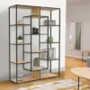 Étagère bibliothèque bois et métal 143 cm 11 compartiments style industriel