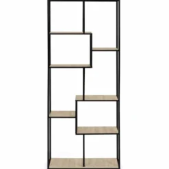 Étagère bibliothèque design industriel 161 cm 8 niveaux asymétrique