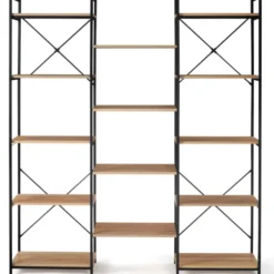 Étagère bibliothèque industrielle bois et métal 170 cm