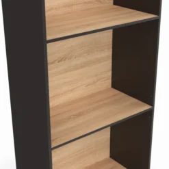 Étagère bibliothèque 5 niveaux noir et effet bois H.190cm