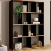 Étagère bibliothèque 4 niveaux noir et effet bois 143 cm