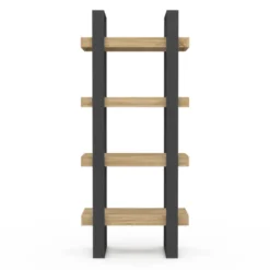 Étagère bibliothèque noire et bois 160 cm