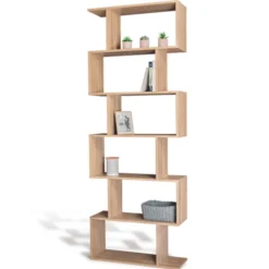 Étagère bois imitation hêtre en S 6 niveaux