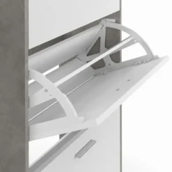 Étagère à chaussures grise 3 portes blanches
