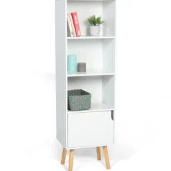 Étagère colonne style scandinave 4 niveaux blanche