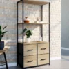 Étagère design industriel avec tiroirs en tissu