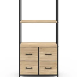 Étagère design industriel avec tiroirs en tissu