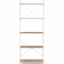 Étagère industrielle bois et métal blanc 5 niveaux